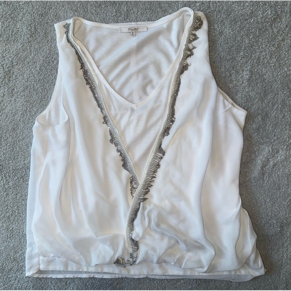 SALE‎ - 3/$25 Miss Me Tank Top With Sequins White Womens Medium